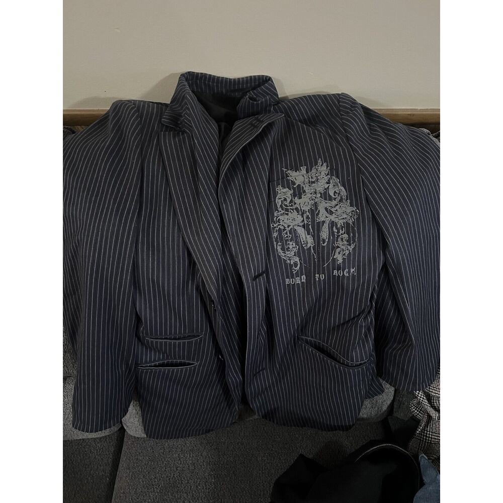 PX Clothing Men's Firebird Graphic Pinstripe Jacket Blazer Sport Coat Sz Medium